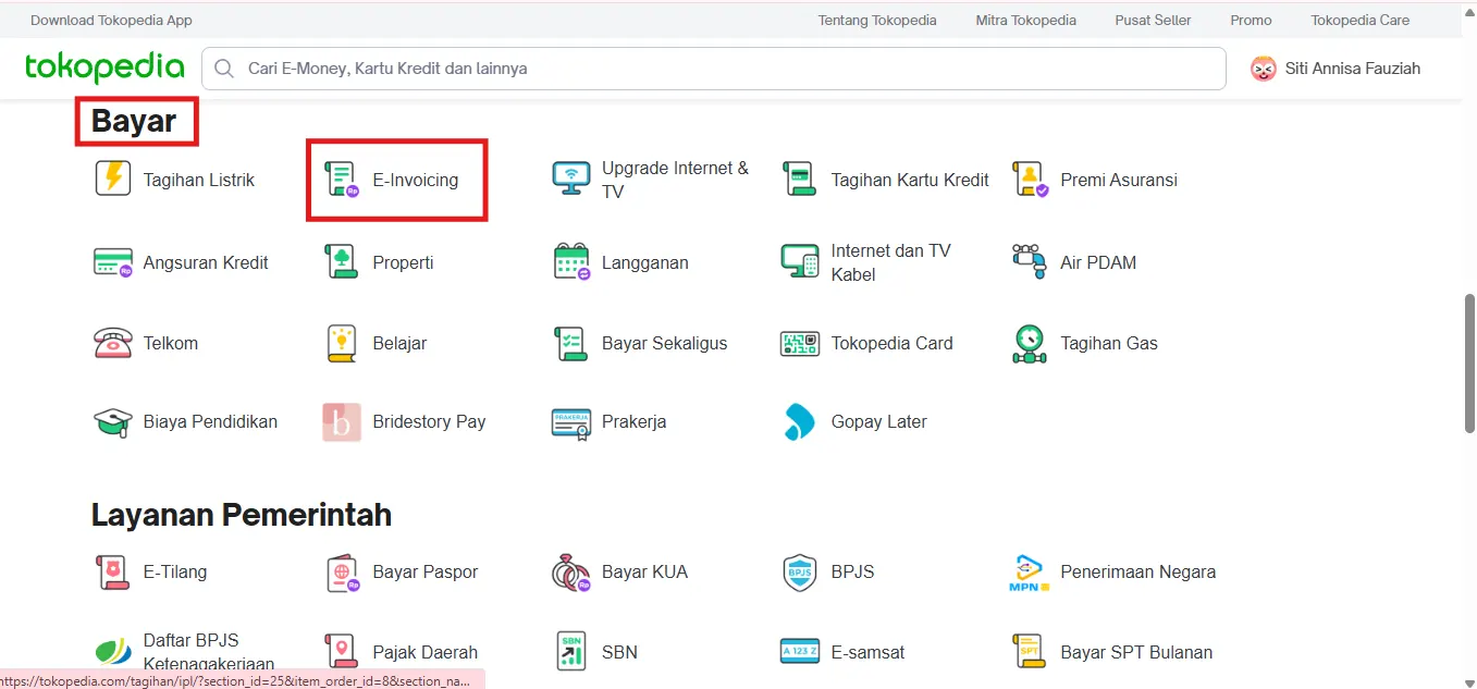 bayar tagihan Accurate via Tokopedia E-Invoicing
